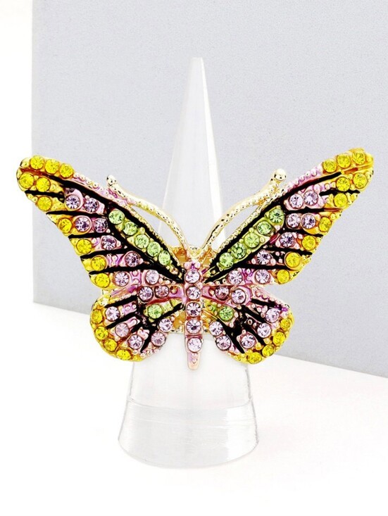iFashionBox Jewelry - Purple Yellow Butterfly Ring Rhinestones Crystal Cute Finger Statement Accessory